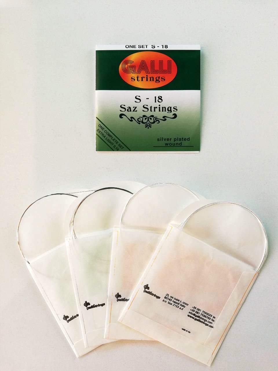 Complete set of extra light Turkish Baglama strings with various gauges.