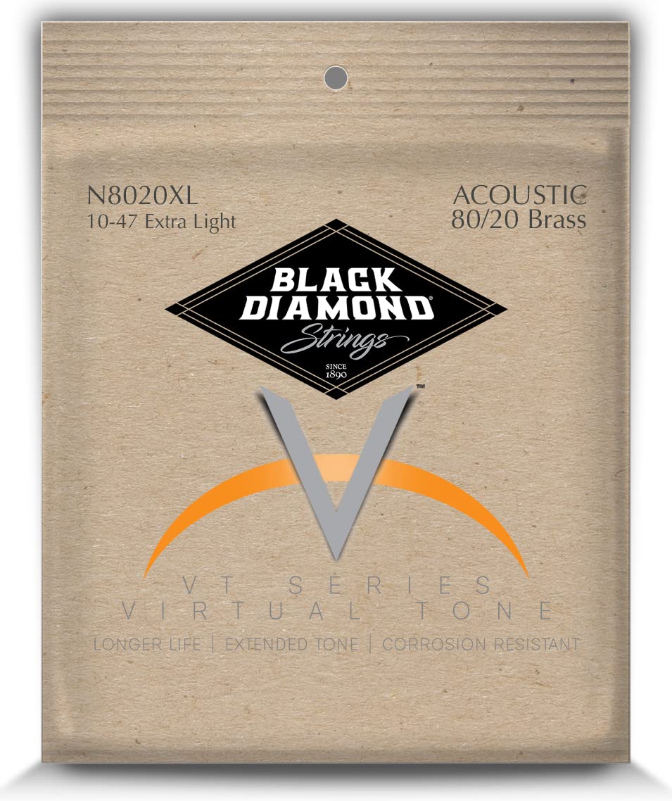 Black Diamond Strings® N8020XL Acoustic 80/20 Brass Extra Light .010P.014P.023B.030B.039B.047B