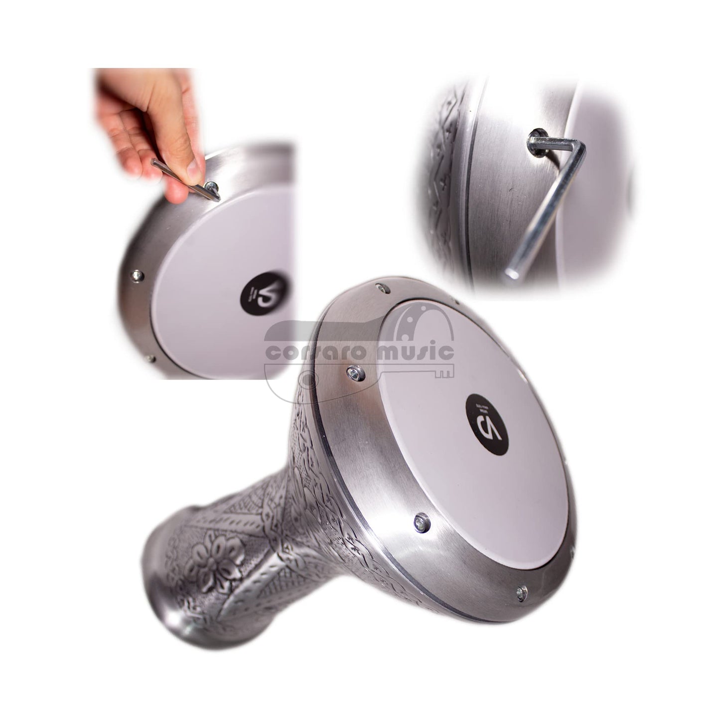 VD® Darbuka / Doumbek Cast Aluminum - Tuning Lugs & Removable Head (8 ½ in.)