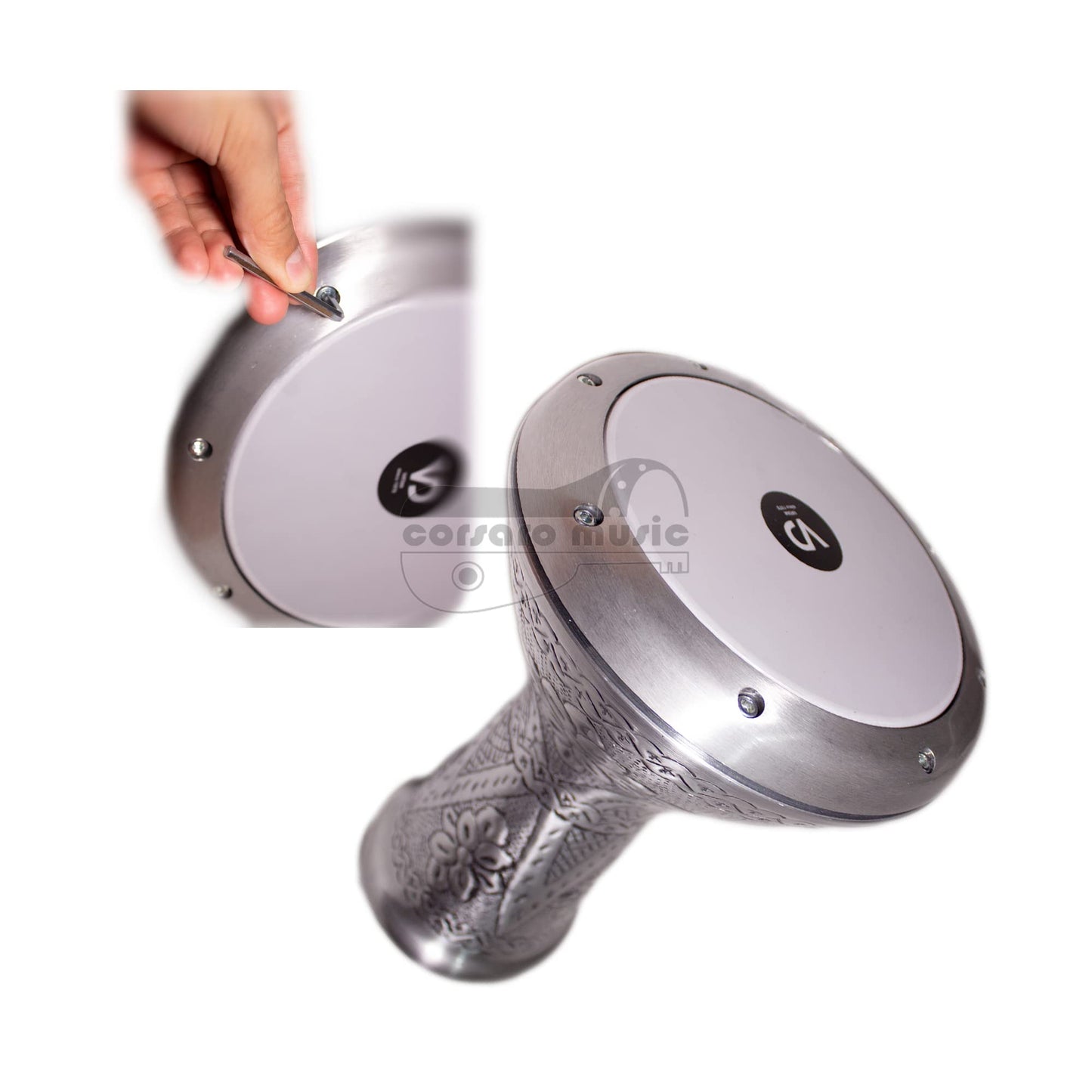 VD® Darbuka / Doumbek Cast Aluminum - Tuning Lugs & Removable Head (8 ½ in.)