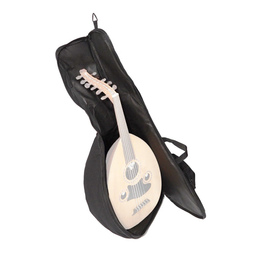 Padded gigbag case for ouds with adjustable shoulder straps and zippered accessory pouch.