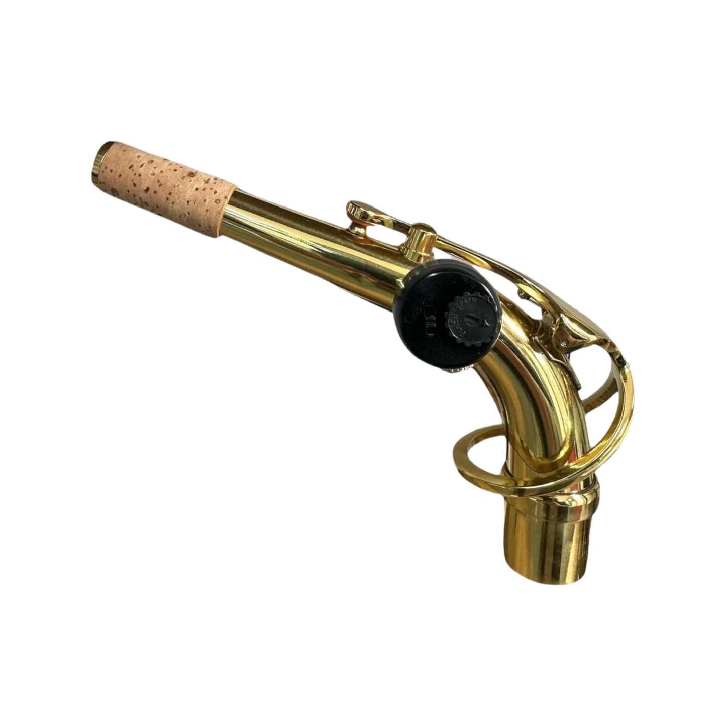 Alto saxophone neck with 6 mm microphone mount made of brass with smooth surface