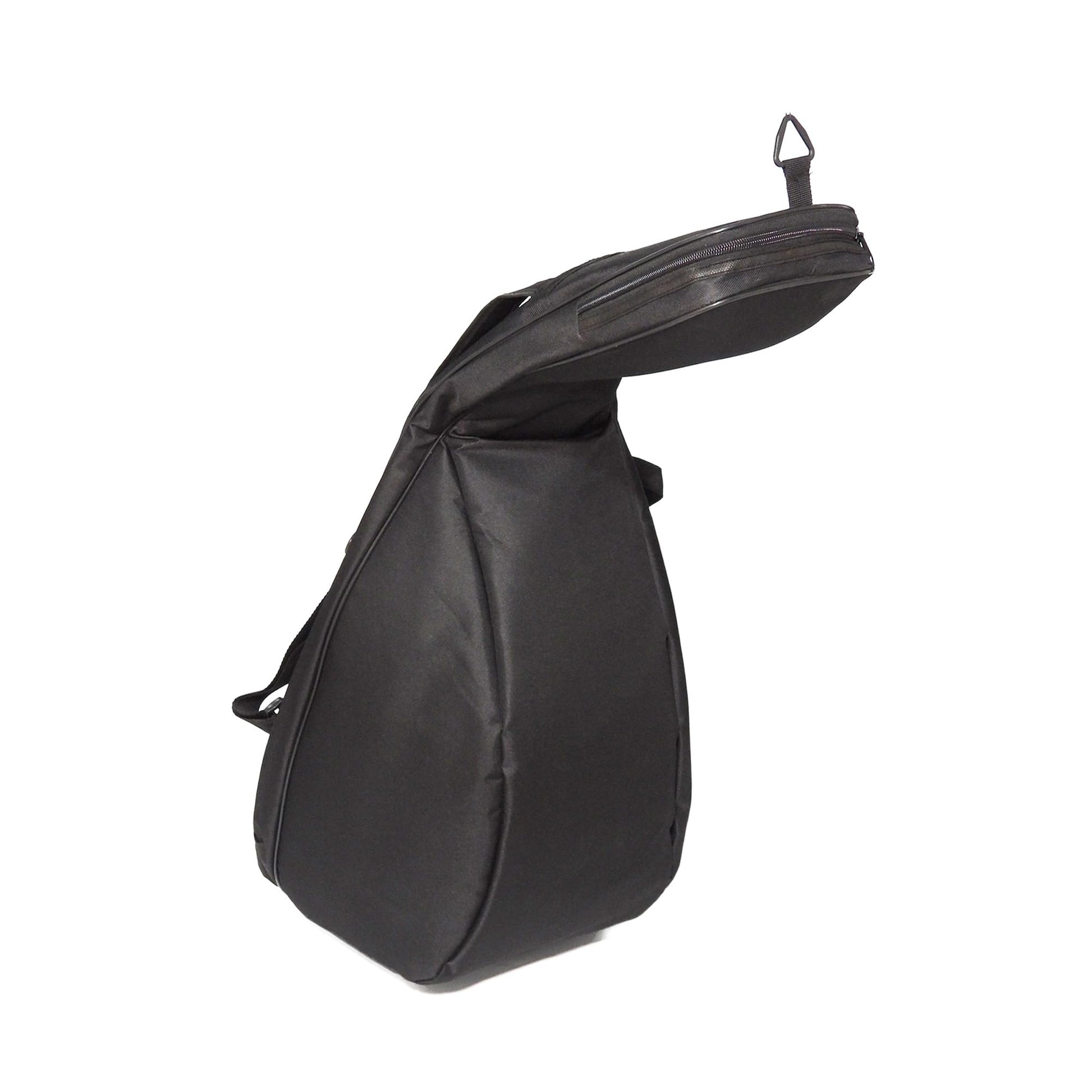 Padded gigbag case for ouds with shoulder straps and zippered pouches for accessories.