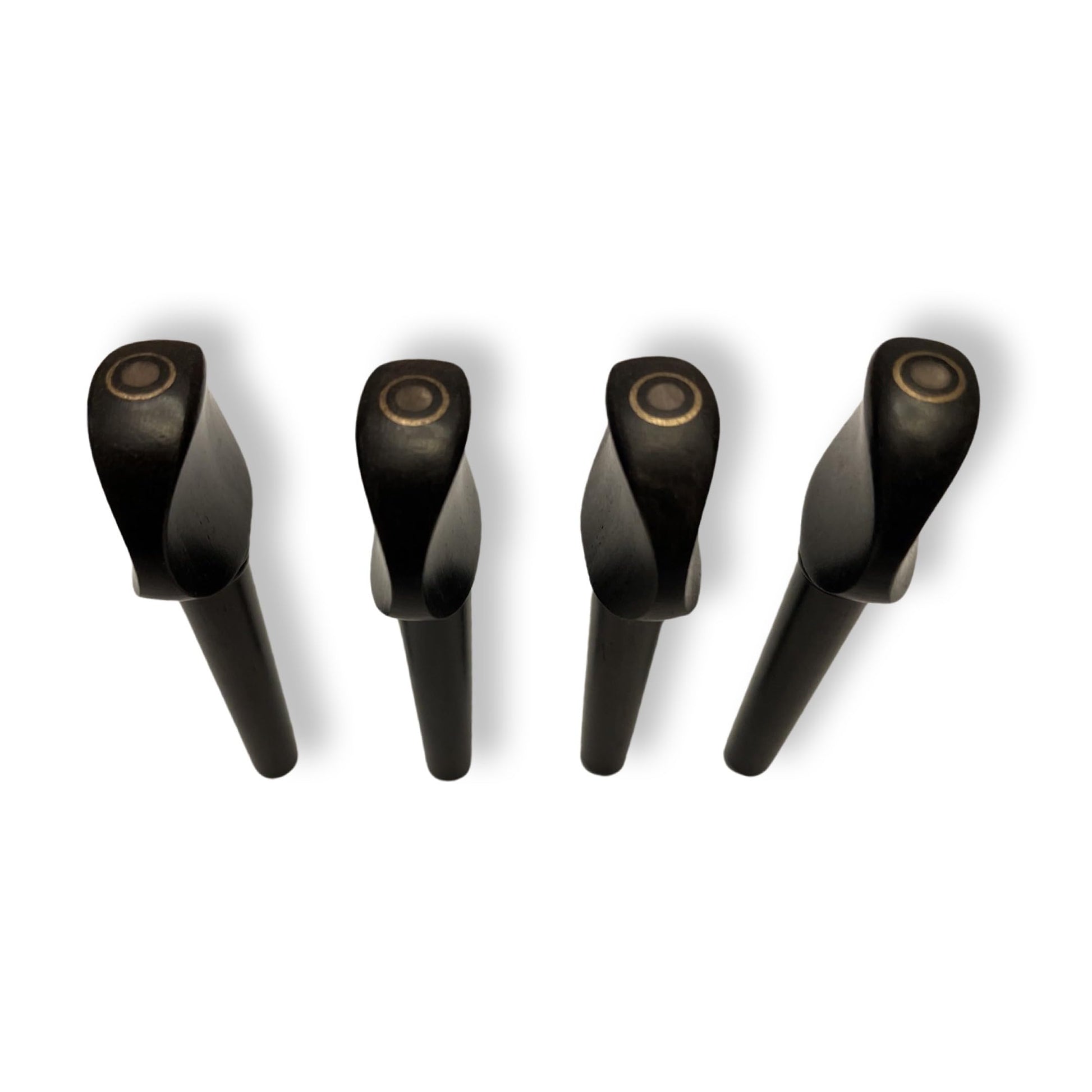 Set of four durable black replacement pegs for 4/4 violins by Corsaro Music.