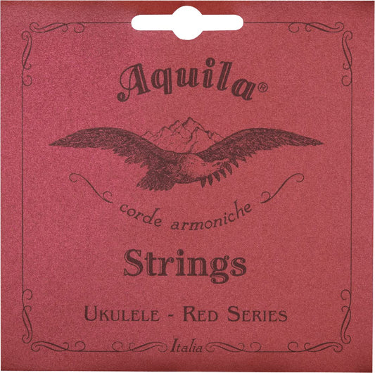 Aquila Concert Ukulele strings set with low-G, featuring red Nylgut material.