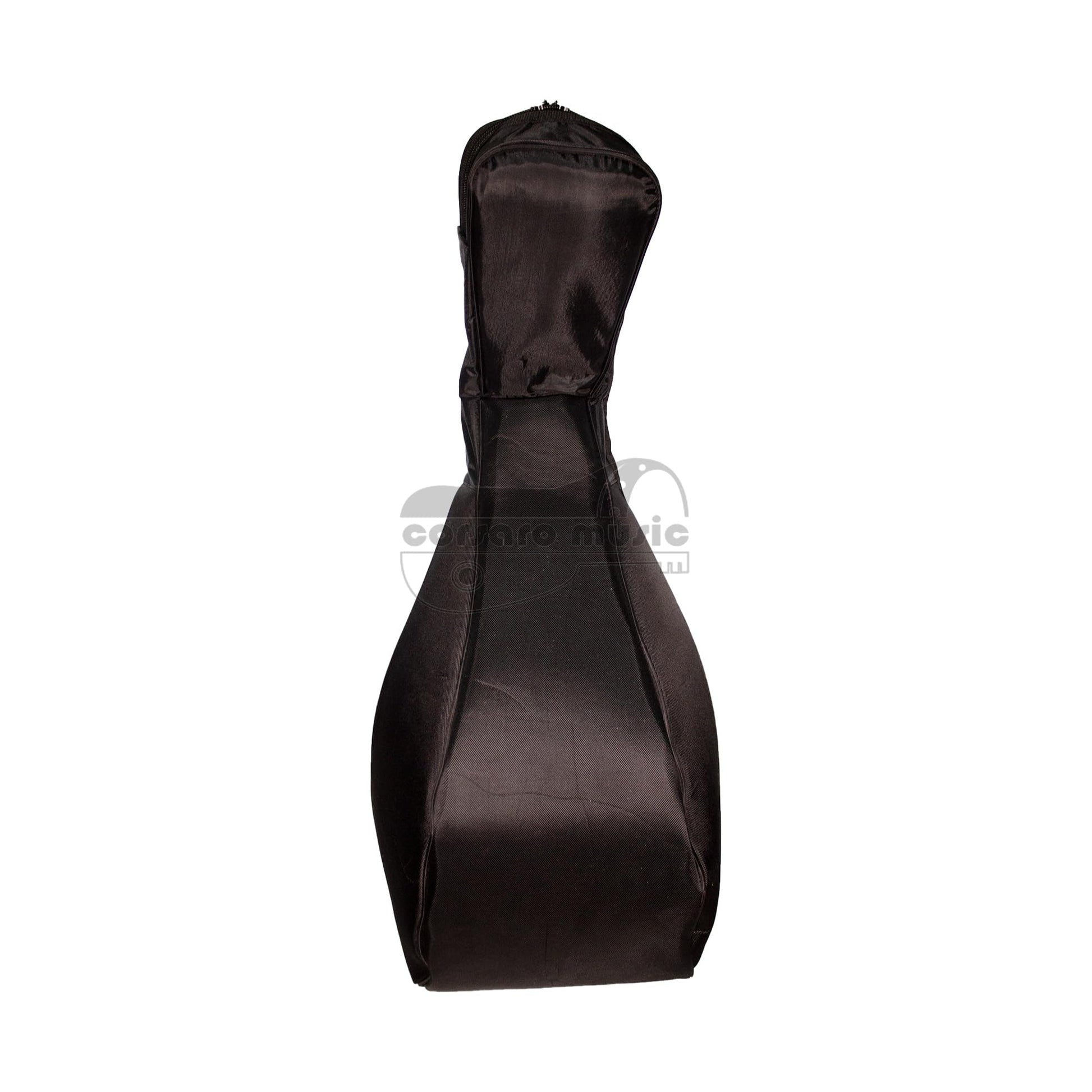 Padded gigbag case for ouds with shoulder straps and zippered pouches for accessories.