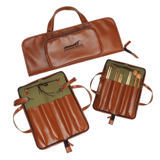 Corsaro Music Drumstick Bag (Vegan Leather) Holds drumsticks mallets and more stylish chic largesize Floor-tom hooks