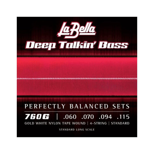 La Bella Deep Talkin' Bass 760G Gold White Nylon Tape Wound Bass Guitar Strings