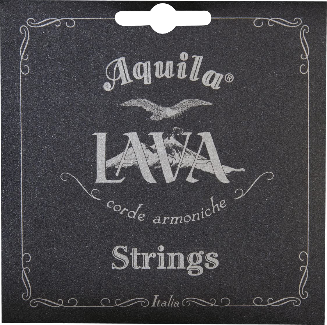 Aquila AQ U LS 115u Lava series GCEA tenor ukulele strings in grey-black with mother-of-pearl shimmer.
