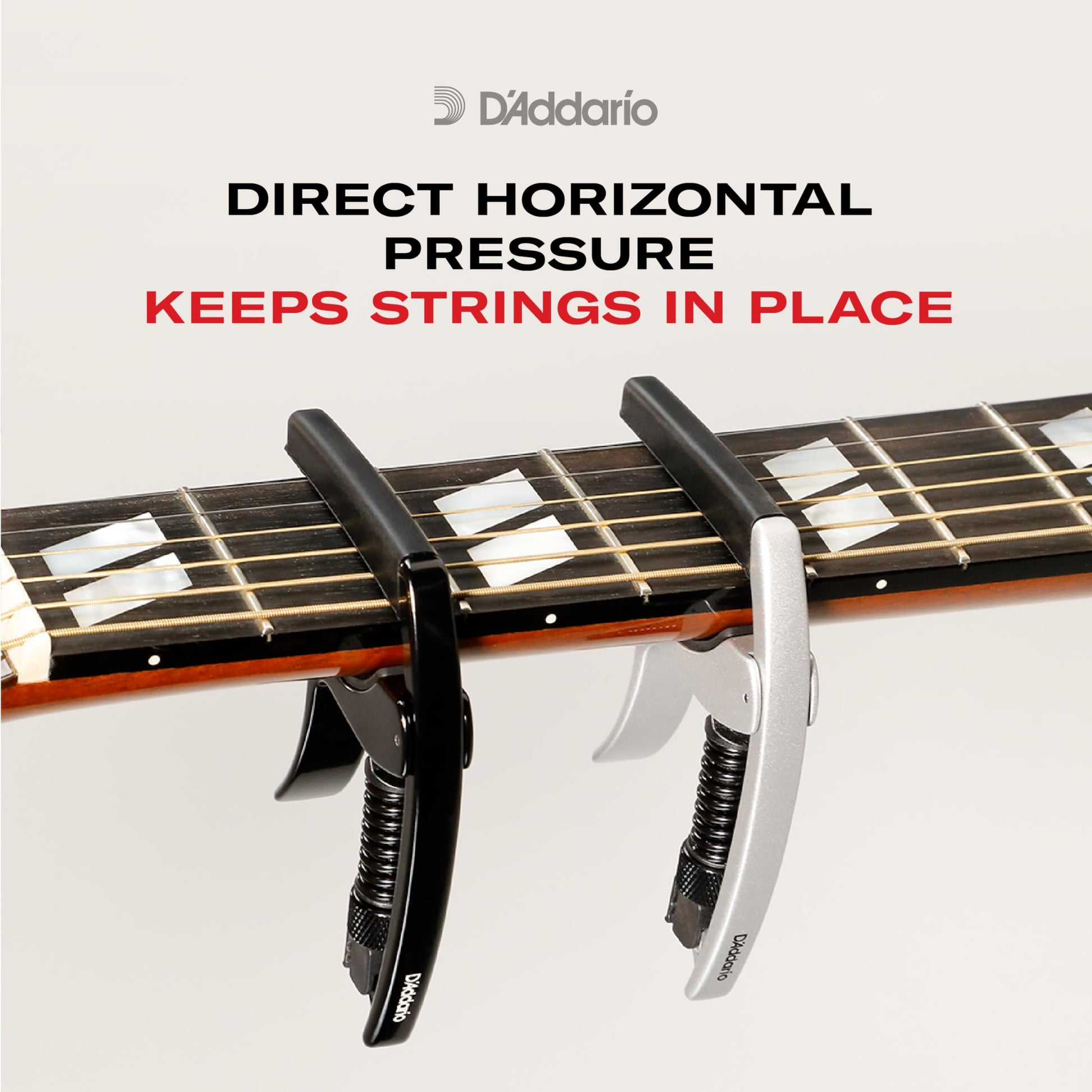 Black NS Tri-Action Capo designed for 6-string guitars with micrometer tension adjustment.