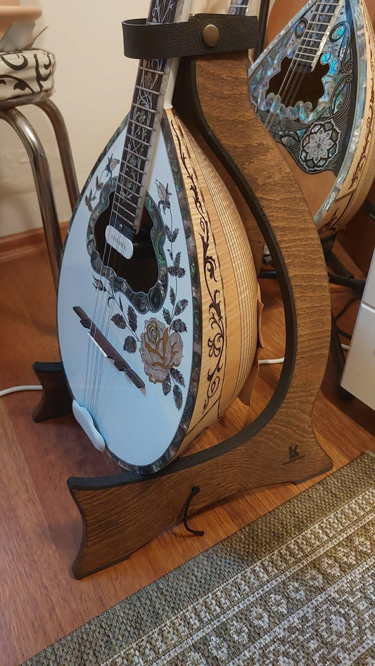 Corsaro Music Wooden Stand for Bouzoukis, Mandolins, Baglamas and Saz - Chic Foldable Handcrafted in Turkey