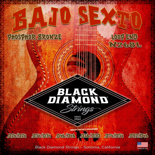 Black Diamond Strings® N268L Bajo Sexto Phosphor (Loop) 024/.024 | .034/.034 .046/.046 .030/.056 .074/.034 092 .046