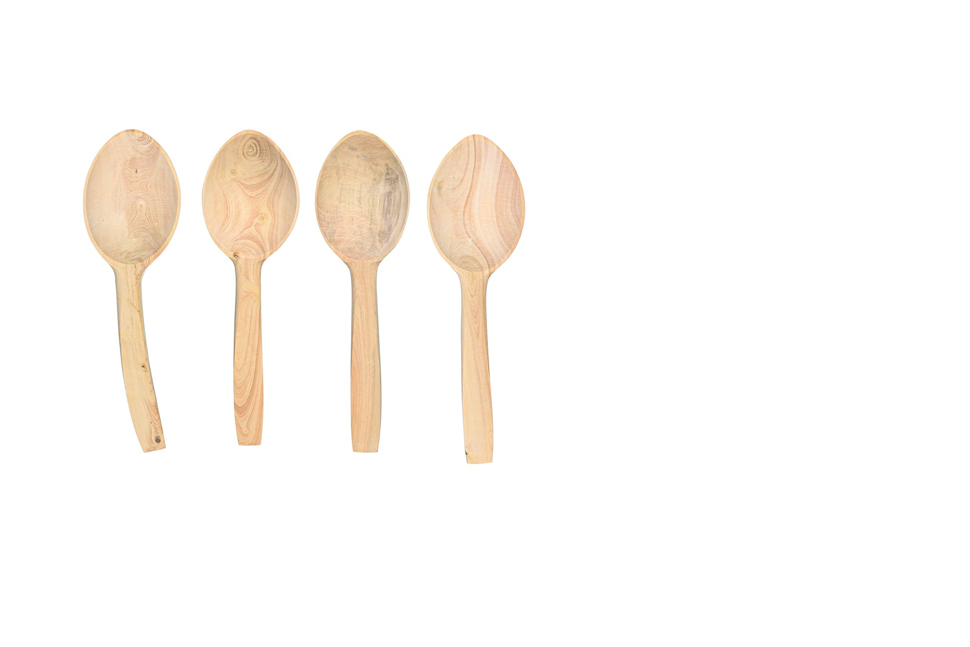 Set of 4 hand-carved boxwood musical spoons from Turkey with a natural finish.