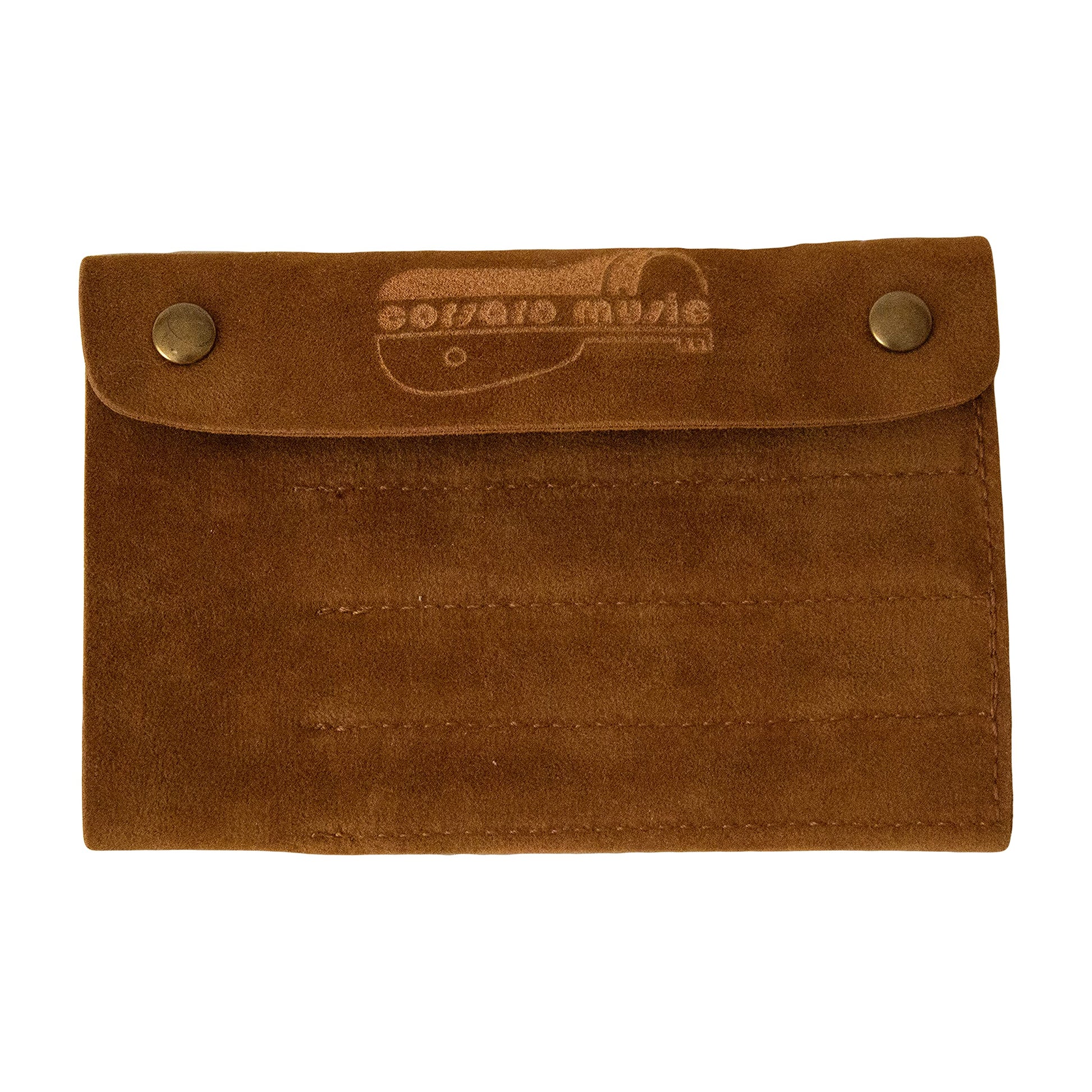 Nubuck leather wallet designed to hold up to 10 mizrabs or rishas, featuring a soft texture.
